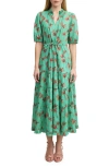 Lk Bennett Hedy Tiered Ruffle Tie Waist Cotton Dress In Green