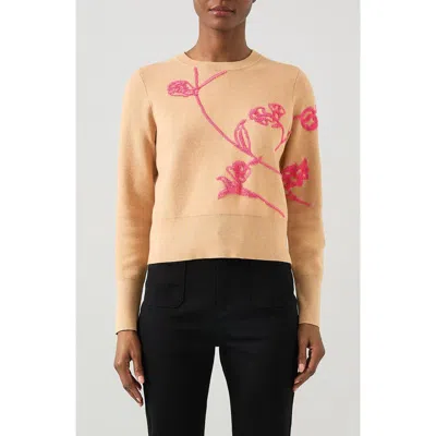 Lk Bennett Henrietta Floral Sweater In Camel