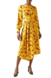 Lk Bennett Womens Mul-yellow Henrietta Floral-print Woven Midi Dress In Yellow Multi