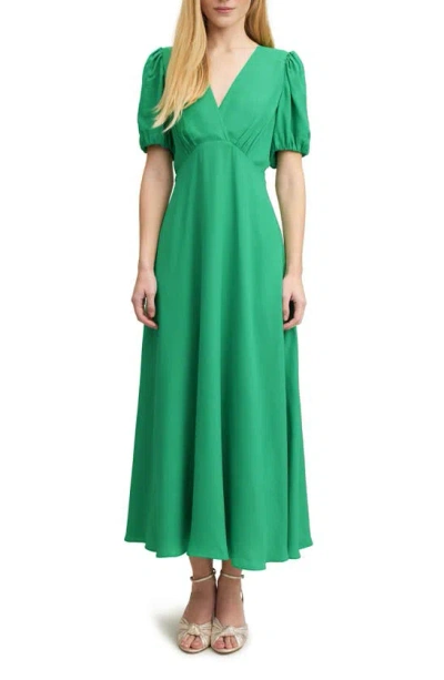 Lk Bennett Hermia V-neck Midi A-line Dress In Green
