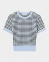 Lk Bennett Honey Cropped Textural Plaid Top In Blue