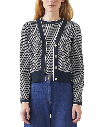 Lk Bennett Honey Wool-blend Cardigan In Blue