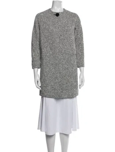 Pre-owned Lk Bennett Houndstooth Print Coat In White