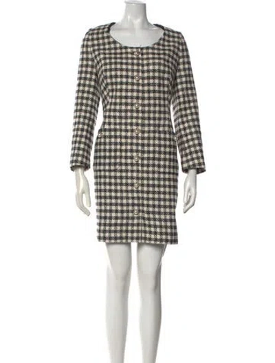 Pre-owned Lk Bennett Houndstooth Print Mini Dress In Neutral