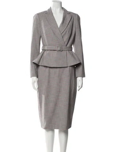 Pre-owned Lk Bennett Houndstooth Print Skirt Set In Multi