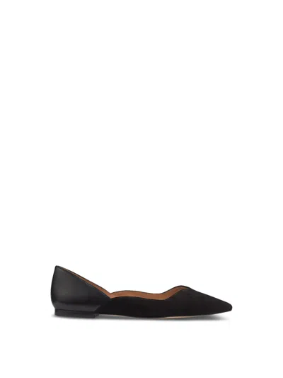 Lk Bennett Iris Suede And Sweetheart Flats In Black