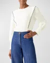 Lk Bennett Isabella Embroidered Cotton-silk Blouse In Ecru