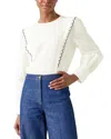 Lk Bennett Isabella Embroidered Cotton-silk Blouse In White