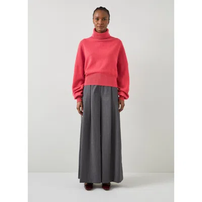 Lk Bennett Isla Firebrick Slouchy Drop Shoulder Cocoon Jumper In Pink