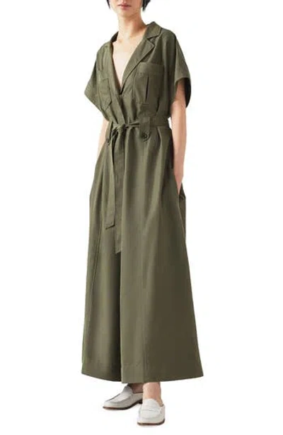 LK BENNETT LK BENNETT ISLA TIE WAIST WIDE LEG UTILITY JUMPSUIT