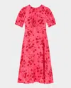 Lk Bennett Womens Mul-pink Jem Floral-print Petite Woven Midi Dress In Pink