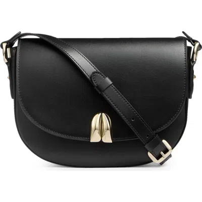 Lk Bennett Jodie Oloid Leather Crossbody Bag In Black