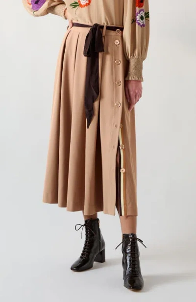 Lk Bennett Joel Twill Skirt In Camel