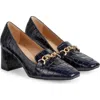 Lk Bennett Johanna Trim Block Heel Loafer Pump In Navy
