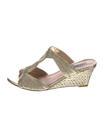 Pre-owned Lk Bennett Jute T-strap Sandals In Gold