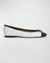 Lk Bennett Kara Toe-cap Leather Ballerina Pumps In White/black
