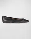 Lk Bennett Kara Toe-cap Bow-detail Leather Ballet Pumps In Black