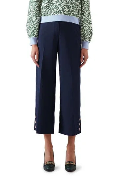 LK BENNETT LK BENNETT KEATON BUTTON DETAIL CROP STRAIGHT LEG TROUSERS