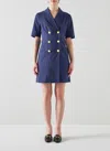 Lk Bennett Womens Blu-navy Kennedy Double-breasted Woven Mini Dress In Blue
