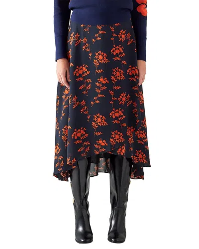 Lk Bennett Krasner Spring Navy/ Orange Skirt In Blue