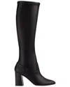 Lk Bennett Womens Bla-black Carter Block-heel Leather Knee-high Boots In Black