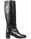 Lk Bennett Womens Bla-black Claude Round-toe Leather Heeled Knee-high Boots In Black