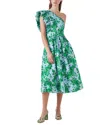 Lk Bennett Womens Mul-blue Maud Garden-print One-shoulder Cotton Midi Dress In Multi