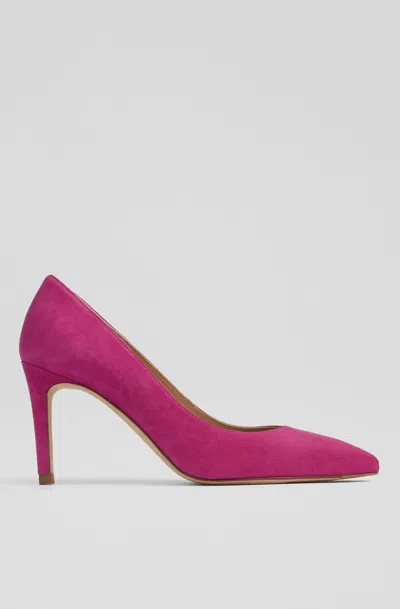 Lk Bennett Womens Pin-pink Floret Pointed-toe Suede-leather Courts