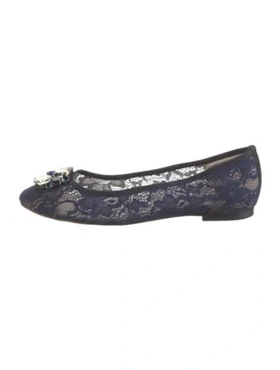 Pre-owned Lk Bennett Lace Lace Pattern Ballet Flats In Blue