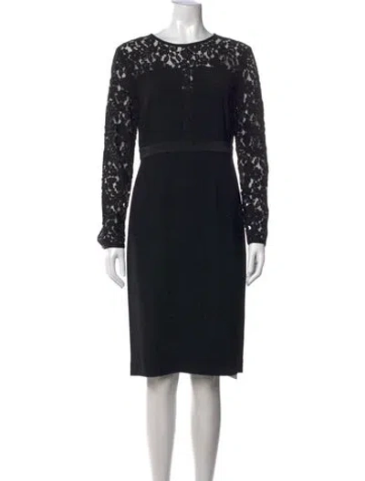 Pre-owned Lk Bennett Lace Pattern Knee-length Dress In Black