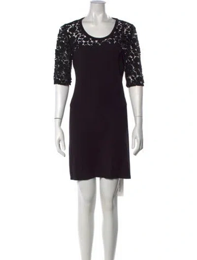 Pre-owned Lk Bennett Lace Pattern Knee-length Dress In Black