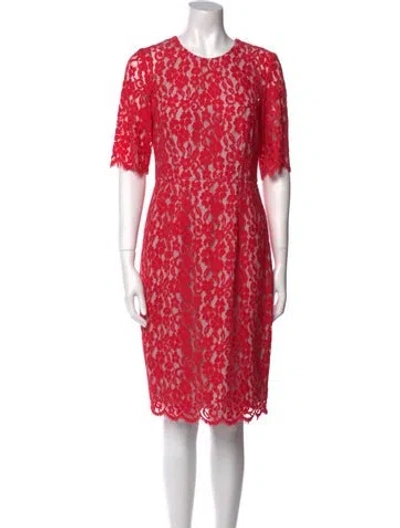Pre-owned Lk Bennett Lace Pattern Knee-length Dress In Pink