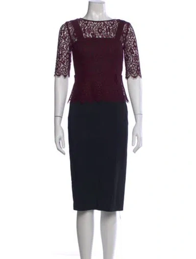 Pre-owned Lk Bennett Lace Pattern Knee-length Dress In Purple