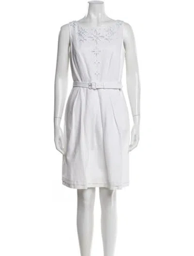 Pre-owned Lk Bennett Lace Pattern Knee-length Dress In White