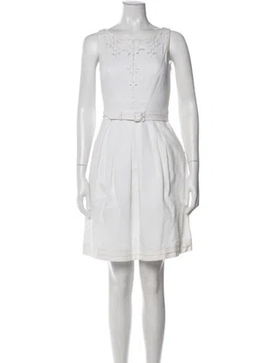 Pre-owned Lk Bennett Lace Pattern Knee-length Dress In White
