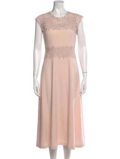 Pre-owned Lk Bennett Lace Pattern Long Dress In Pink