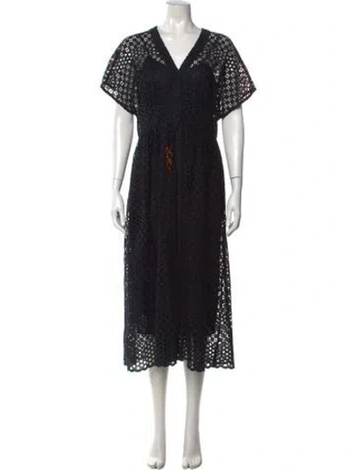 Pre-owned Lk Bennett Lace Pattern Midi Length Dress In Black
