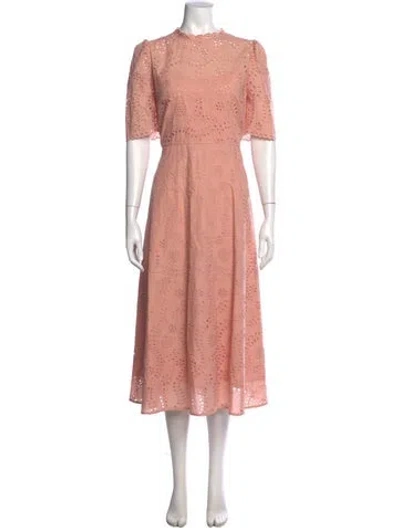Pre-owned Lk Bennett Lace Pattern Midi Length Dress In Pink
