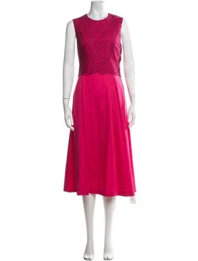 Pre-owned Lk Bennett Lace Pattern Midi Length Dress In Pink