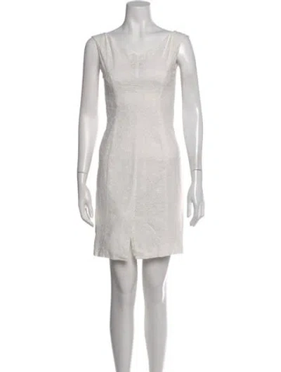 Pre-owned Lk Bennett Lace Pattern Mini Dress In White