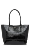 Lk Bennett Lacey Croc Texture Tote In Black