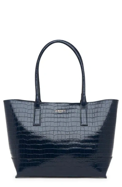 Lk Bennett Lacey Croc Texture Tote In Navy