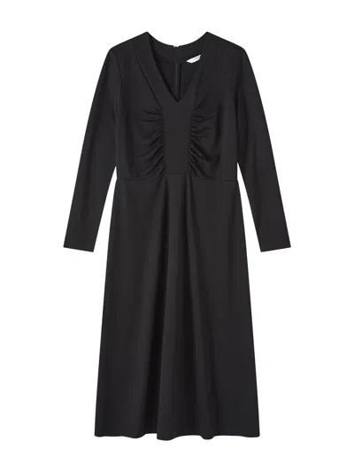 Lk Bennett Lacey Gathered Bust Midi Dress In Black