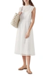 Lk Bennett Laila Broderie Cotton Dress In White