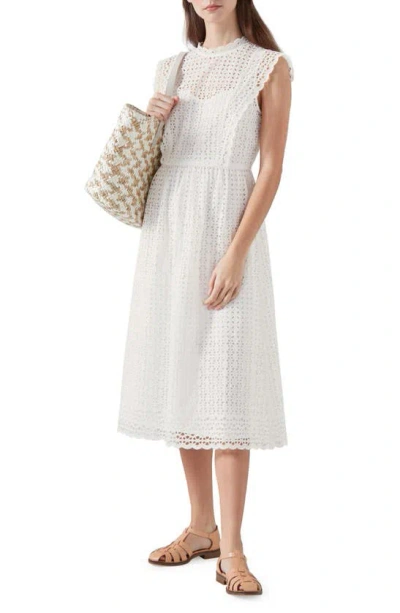 Lk Bennett Laila Broderie Cotton Dress In Whi-white