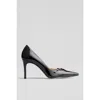 Lk Bennett Womens Bla-black Larna Strap-embellished Heeled Patent-leather Courts In Black