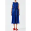 Lk Bennett Lea Sleeveless Tie Waist Cotton Midi Dress In Ultra Blue