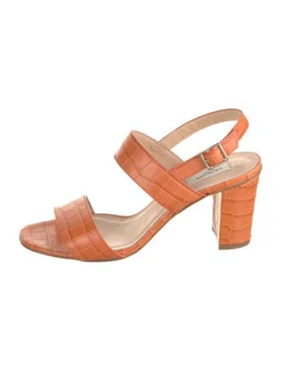 Pre-owned Lk Bennett Leather Animal Print Sandals In Orange