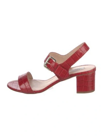 Pre-owned Lk Bennett Leather Animal Print Sandals In Red