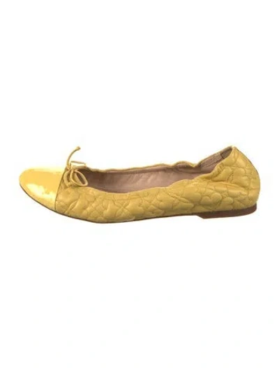 Pre-owned Lk Bennett Leather Ballet Flats In Yellow